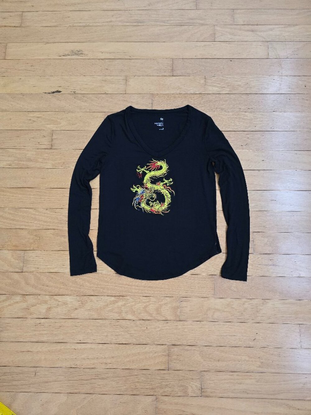 Vintage Y2K | Whimsy Black Dragon Cyber Gunge Long Sleeve Shirt | WMS S